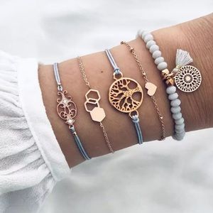 🎉 New Boho Tree of Life Tassel Bracelet Set